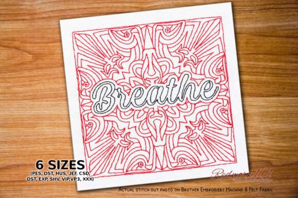 Review: Breathe Word Redwork Embroidery Design