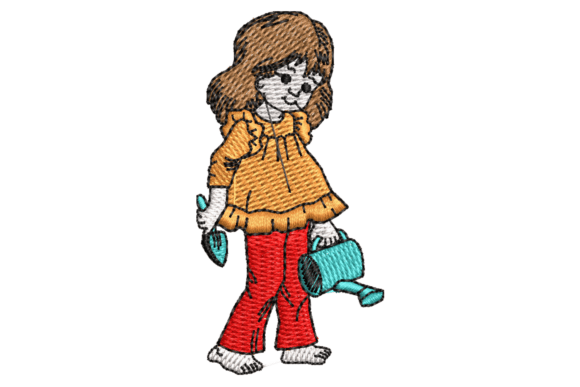 Review: Girl Watering Plants Embroidery Design