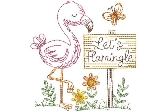 Review: Let’s Flamingle Flamingo Embroidery File